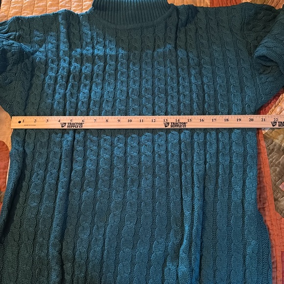 Cable Knit Womens Teal Green Vintage Tarazzia Turtleneck Sweater EUC - size L - Picture 4 of 5